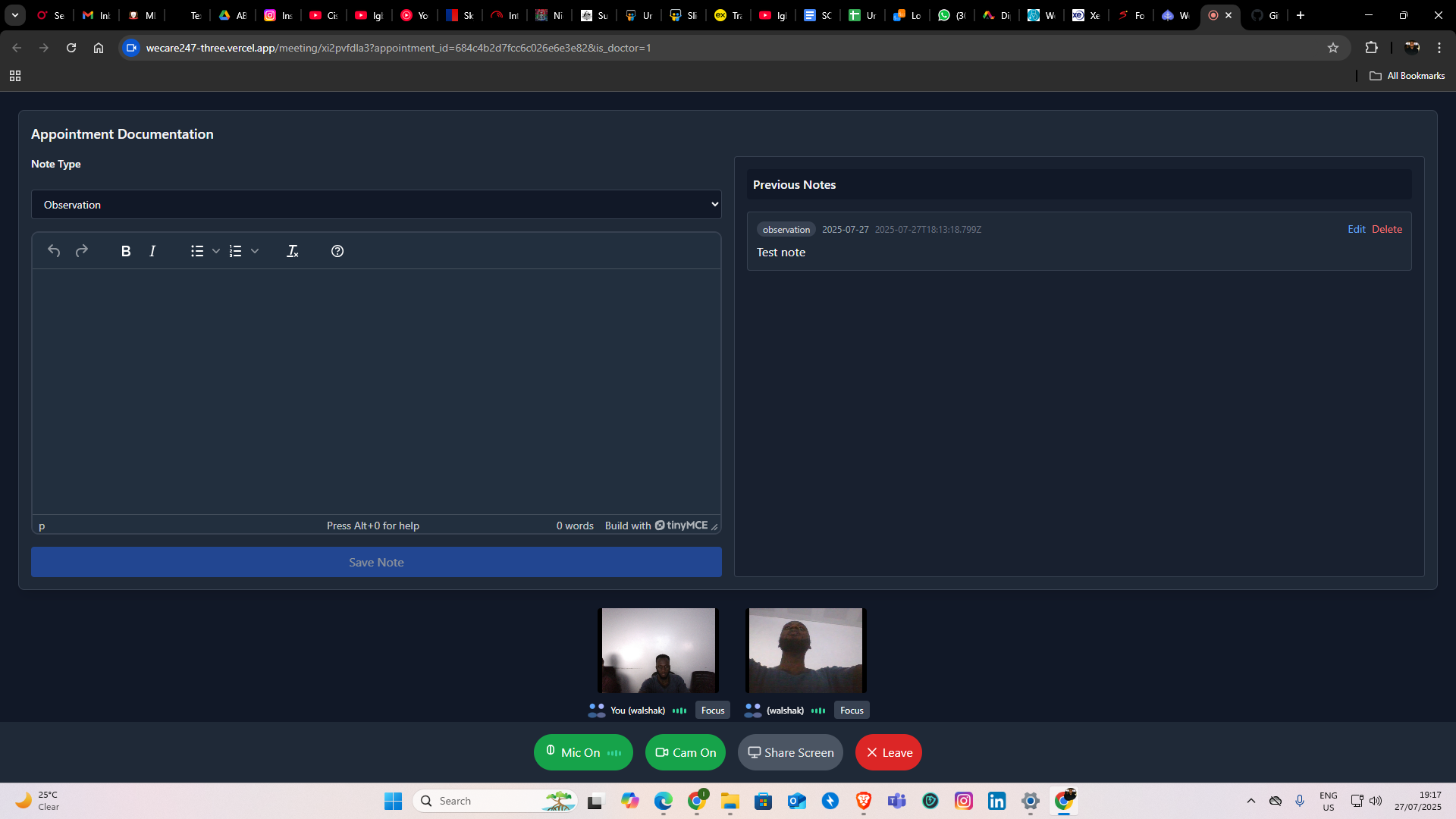 Live Video Consultation